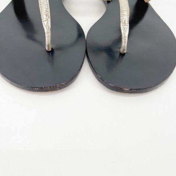 Gucci Gold Metallic Marmont GG Double G Thong Flip Flop Flat Sandal size EU 38.5 - Picture 2 of 9